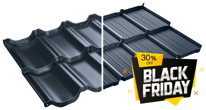 Black Friday 2024 — скидка 30% на модульную металлочерепицу Budmat